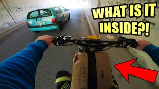 Dirt Biker Steals Lost Package Next To The Road | Motorcycle Vlog
