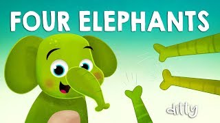 FOUR ELEPHANTS –Ditty - Songs for kids. Animated nursery rhymes for children