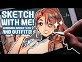 Sketch With Me! |Changing my OC's Hairstyle and Outfits!