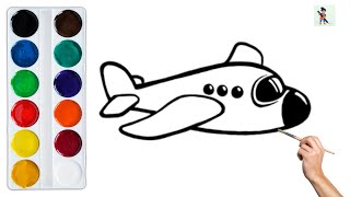 Airplane Drawing, Coloring for Kids & Toddlers | How To Draw, Easy Painting @MagicFingersArt