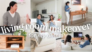 🥹 Surprising My Mom with a LIVING ROOM MAKEOVER!! | Minimal \u0026 Modern Design