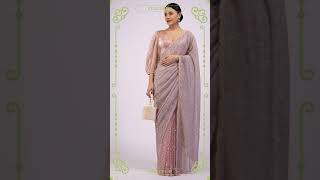 Zephyr Pink Saree In Sequins And Organza With Embroidery