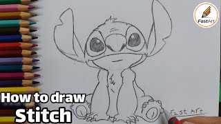 How to draw stitch step by step & easy for beginners