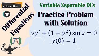 Solving Separable DE: Practice Problem with Solution | Example #2