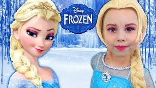 Alice Becames a FROZEN Elsa & Play with GIANT DOLL