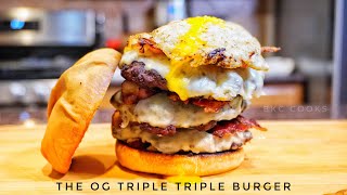 The OG Triple Triple Burger | One Pound Triple Bacon Cheeseburger