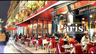 Paris France - HDR walk in Paris - Paris Back streets at night - Christmas 2023 - 4K HDR