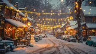 Relax Winter Night Jazz❄️Snowy Streets in an Old Town \u0026 Warm Café Glow for an Evening of Tranquility