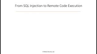 02 From SQL Injection to Remote Code Execution - Overview