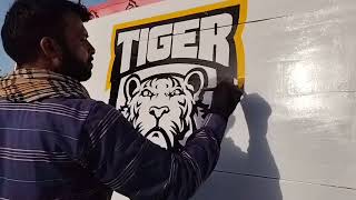 Tiger Logistics truck painting and writing #art #drawing #truck #automobile