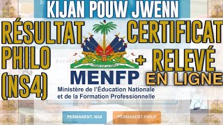 Jan pouw jwenn Résultat bac_ NS4_Philo \u0026 certificat + relevé tou valide  MENFP en ligne BUNEXE@MENFP