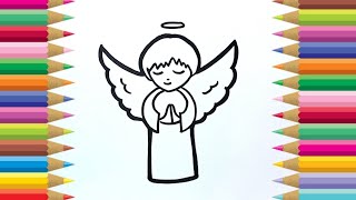 HOW TO DRAW ANGEL EASY | DRAW SO CUTE ANGEL STEP BY STEP |  BEAUTIFUL ANGEL DRAWING