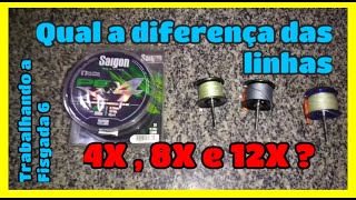 Qual é a diferença das linhas multifilamento 4x,8x e 12 x ?