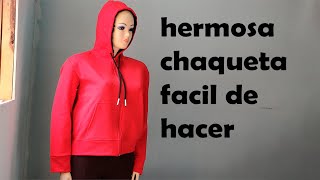 corte y costura de sudadera  de mujer con capucha y bolsillos