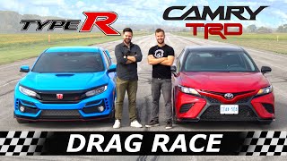 2020 Toyota Camry TRD vs Civic Type R // DRAG & ROLL RACE + SURPRISE Contender