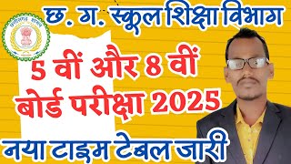 कक्षा 5 वी और 8 वी बोर्ड परीक्षा 2025 का नया टाइम टेबल | Class 5th \u0026 8th board Exam New Time table |