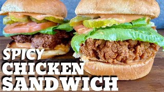 Spicy Fried Chicken Sandwich on the Griddle