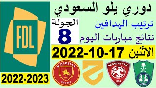 ترتيب دوري يلو الدرجة الأولى السعودي بعد مباريات اليوم الاثنين 17-10-2022 في الجولة 8 الثامنة