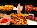 ASMR MUKBANG 피자 떡볶이 & 치즈 퐁듀 & 양념 치킨먹방! FIRE Noodle & FRIED CHICKEN & CHEESE STICK EATING SOUND!