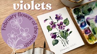 Watercolor violets- February birth month flower