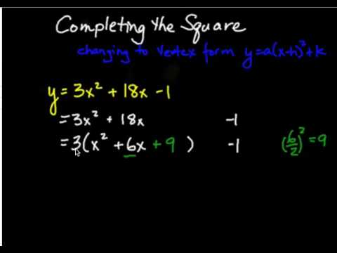 Changing a Quadratic from Standard Form to Vertex Form Changing a Quadratic from Standard Form to Vertex Form