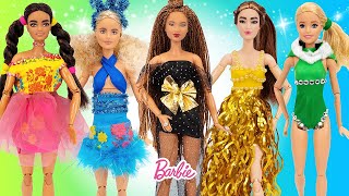 DIY Barbie Dolls Dress Up - Making Holiday Party Dresses for Barbies - Lena Crafts