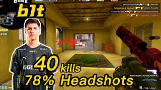 b1t Mirage POV - 40kills - 78%HS - 5 Triples ＆ Quadro - CSGO b1t POV!