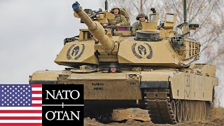 US Army, NATO. Powerful tanks M1A2 Abrams and Leopard 2 on exercises in Lithuania.