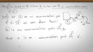 Derived set is closed proof | Real Analysis II lec 08