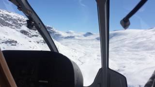 Flying over the frozen top of Geiranger in Norway.