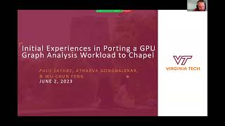 CHIUW 2023: Initial Experiences in Porting a GPU Graph Analysis Workload to Chapel