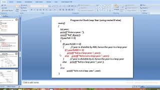 leap year test using nested IF-else