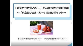 「東京おひさまベリー」の品種特性と栽培管理　～「東京おひさまベリー」栽培のポイント～