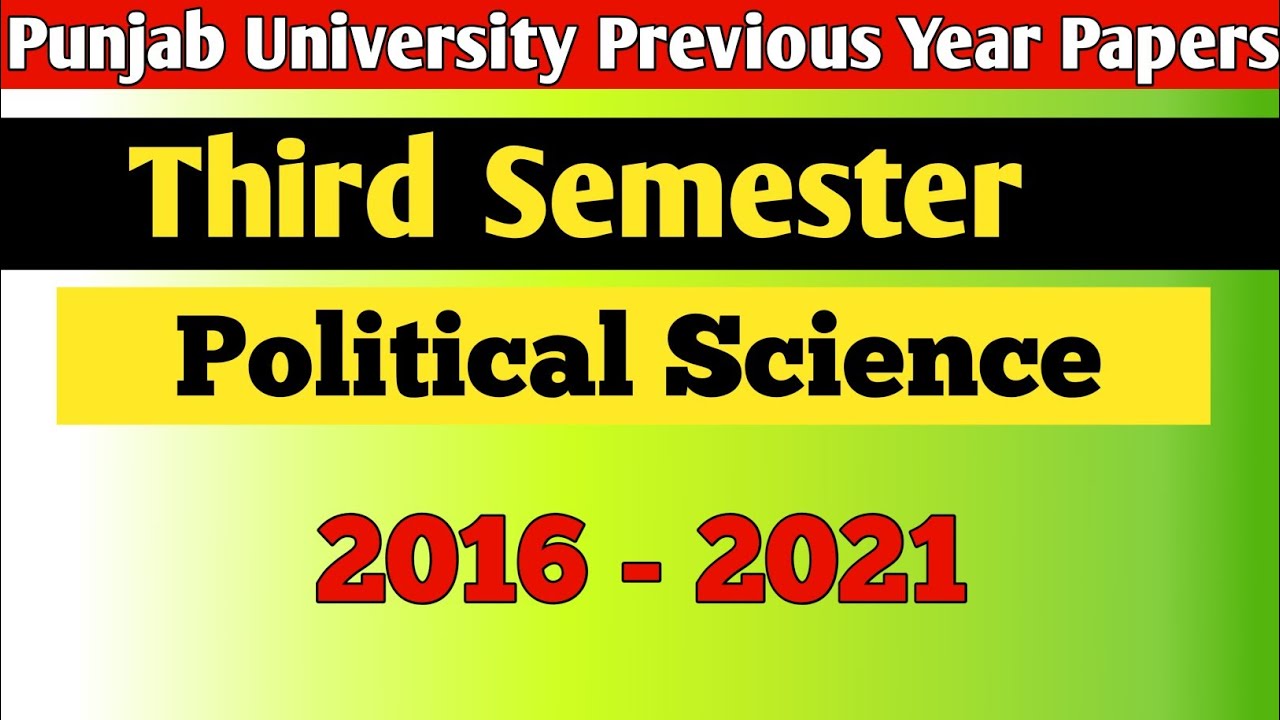 PU B.A. 3rd Sem || Political Science Old Papers|| Politics Sci ...