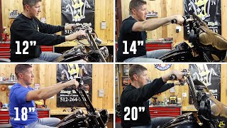 8 Ape Hangers on 8 Different Harley Davidsons - Comparing 10" to 20" Tall Handlebars