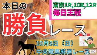 毎日王冠推奨2頭ワンツー🎯【競馬】10月8日（日）昨日は推奨3R中2Rで1着馬指名！中央競馬厳選レースと毎日王冠