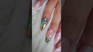 @Merlin Nails  Best Ombre Mermaid French Reverse Glitter Nails ballerina shape | Gel nails