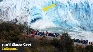 HUGE Chunks of glacier fall off in front of crowds watching | Glacier Calving