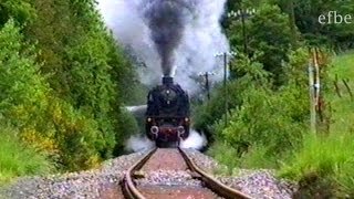 Sound pur: Dampflok 41 360 mit schwerem Sonderzug im Hunsrück (03.06.1990)