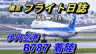 【機窓】伊丹空港着 B787 着陸態勢から到着 フライト日誌 【飛行機 ボーイング ANA】