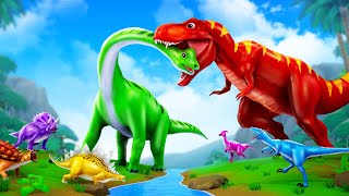 Red Trex vs Green Brontosaurus - Epic Battle of Super Dinosaurs | Jurassic World Dinosaurs Cartoons