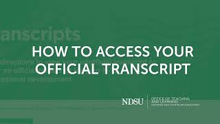 How to Order Your Official Transcript