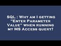 SQL : Why am I getting 