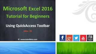 03 Using Quick Access Toolbar Microsoft Excel 2016 Beginner Course