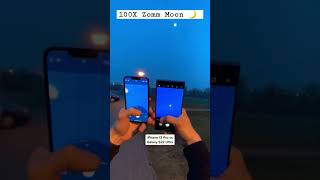 100x zooming Moon 🌙 iphone 14 pro max vs samsung s22 ultra  🤕#shorts kon ha winner 🏆