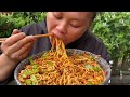 今天做了一大锅豌豆外婆菜炒粉吃个够 eat delicious fried rice noodles today