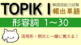 【TOPIK 単語】 初級頻出 形容詞 1〜30 (活用形・例文と併せて覚えて、使える韓国語力を身につける）