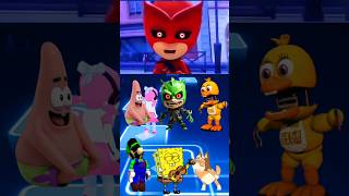 PJ Masks Transformation 🆚 SpongeBob Singing 🆚 Super Mario 🆚 Bluey Bingo Exe x Coffin Dance #shorts