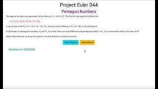 Project Euler 044 - Pentagon Numbers