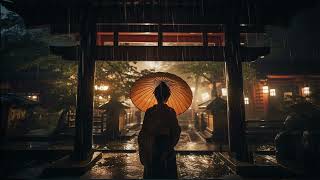 Beautiful rain sounds and music by Japanese stringed instruments and Japanese flutes